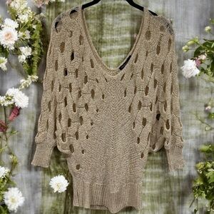 Origami by Vivien Ivory Crochet Coastal Beachy Coquette Bohemian Top Size S